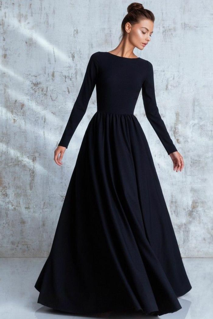 Robe de soirée noir manche longue