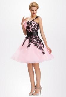 Robe de soirée rose et noir