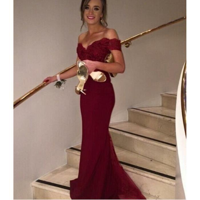 Robe de soirée rouge bordeaux