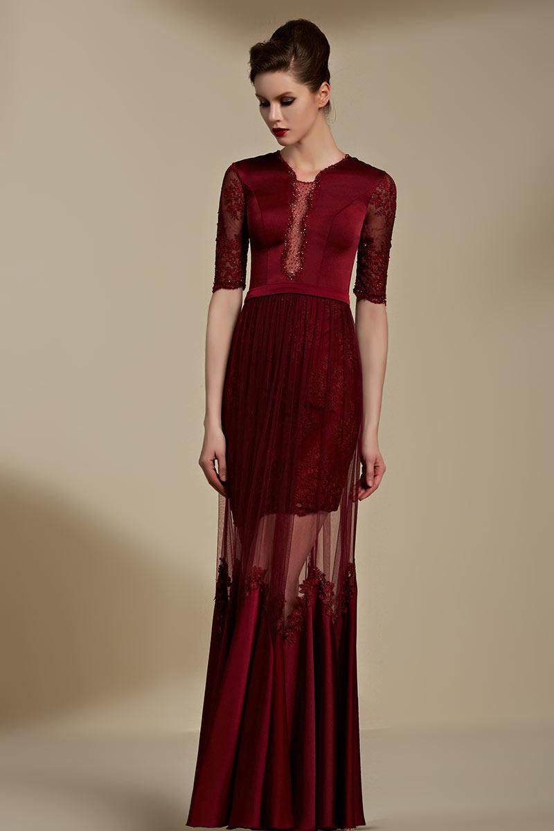 Robe de soirée rouge bordeaux