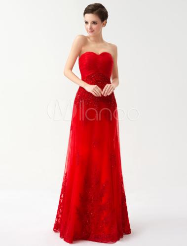 Robe de soirée rouge bustier