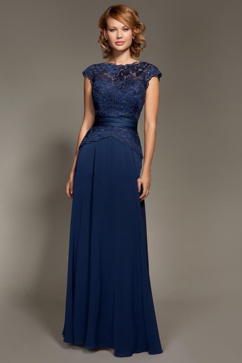 Robe de soiree dentelle bleu marine