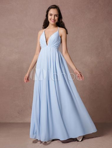 Robe demoiselle d'honneur bleu pastel