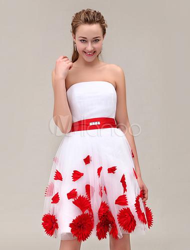 Robe demoiselle d'honneur rouge et blanc