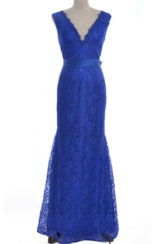 Robe dentelle bleu electrique