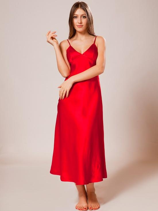 Robe en soie rouge