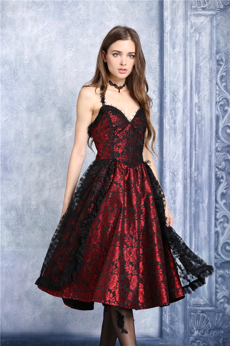 Robe gothique victorienne rouge