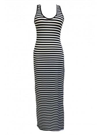 Robe longue a rayure noir et blanche