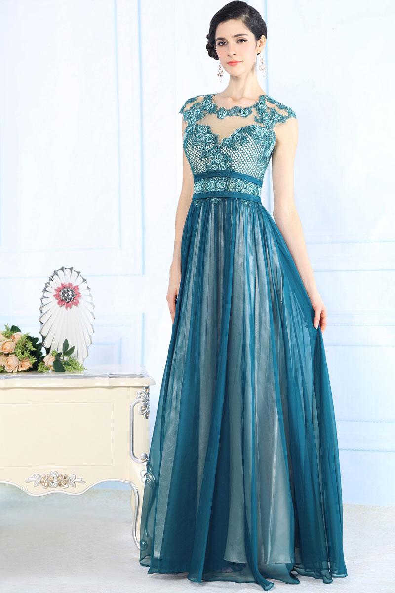 Robe longue bleu canard