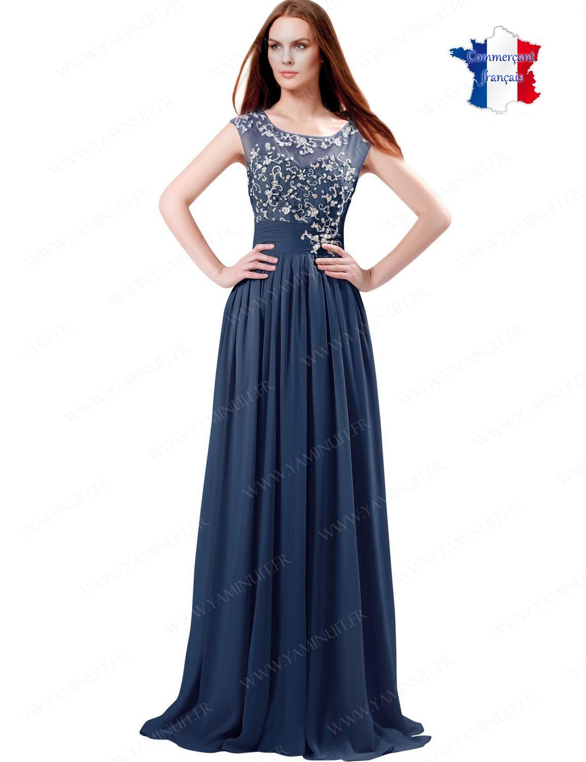 Robe longue bleu nuit