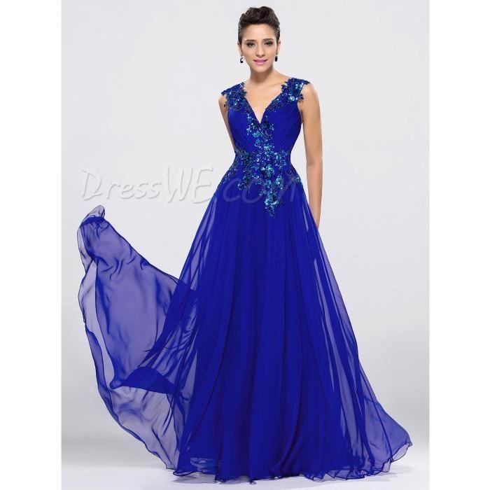 Robe longue bleu pas cher