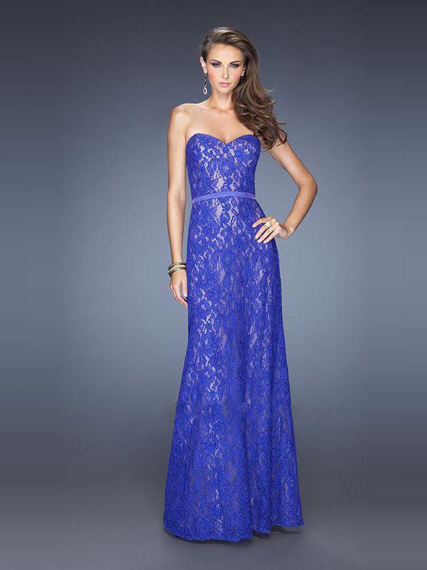 Robe longue dentelle bleu