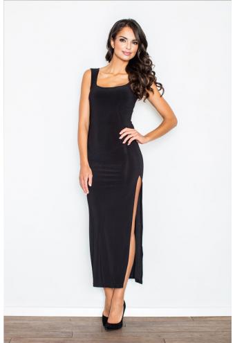 Robe longue fendue noir