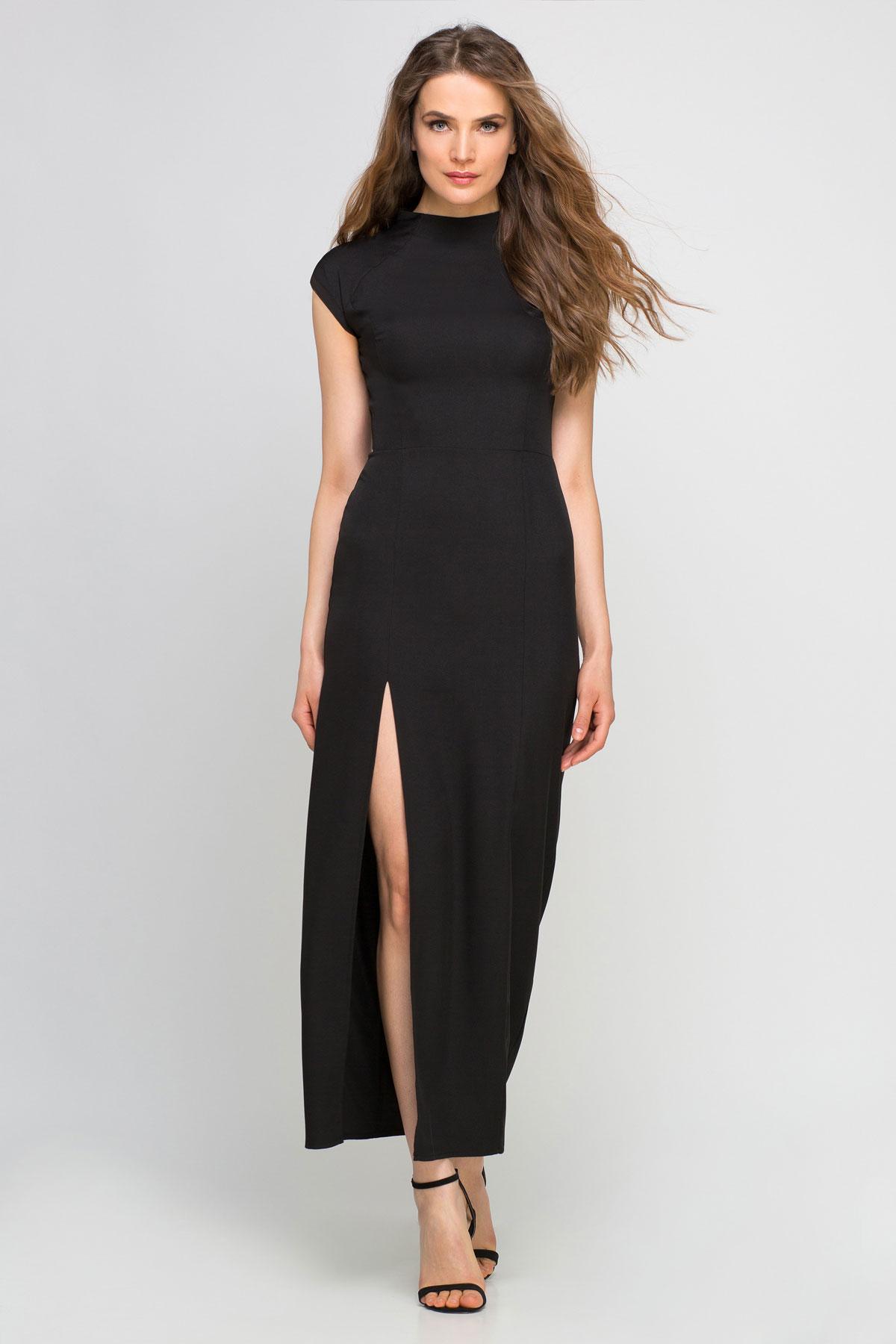 Robe longue fendue noir