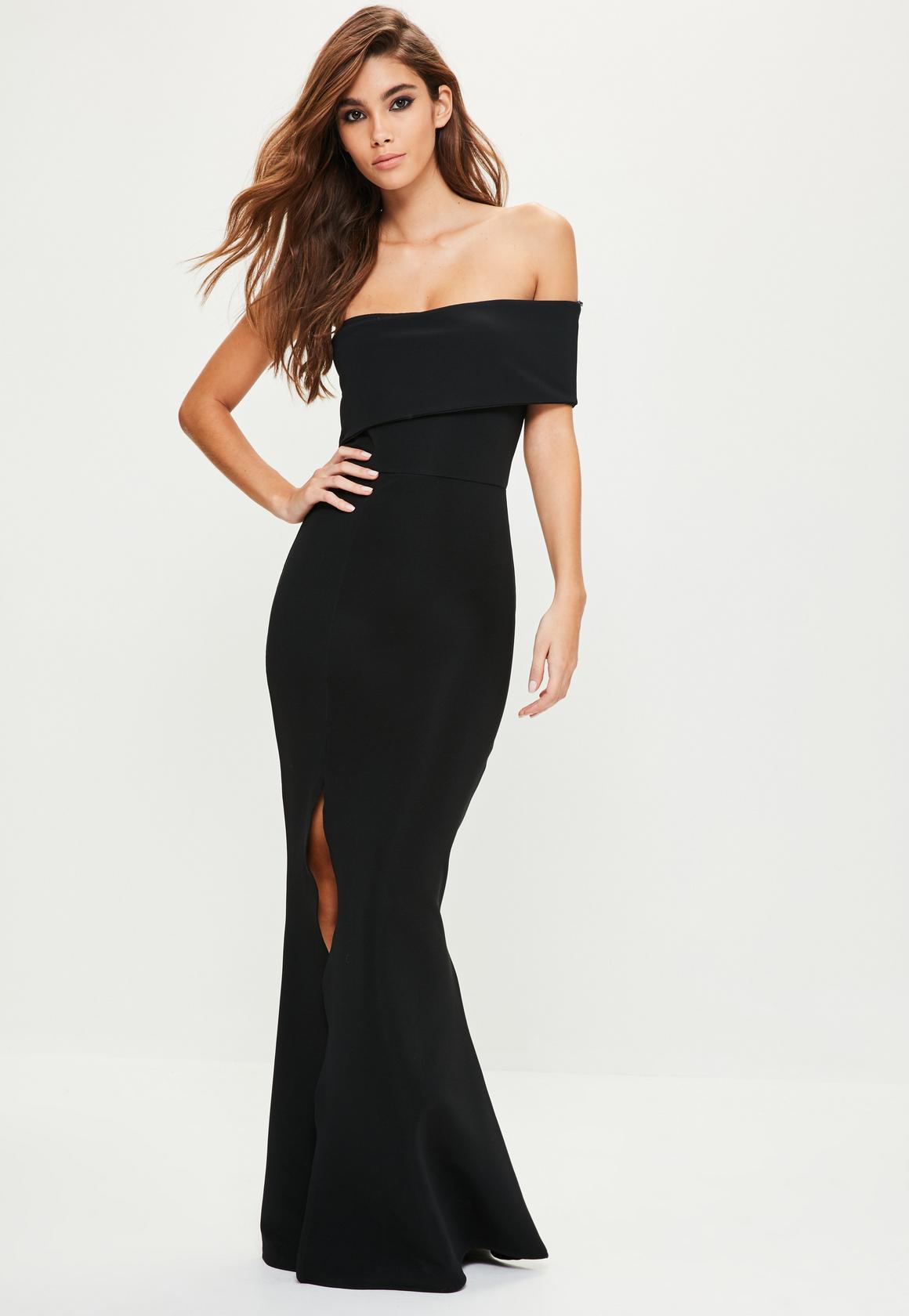 Robe longue fendue noir