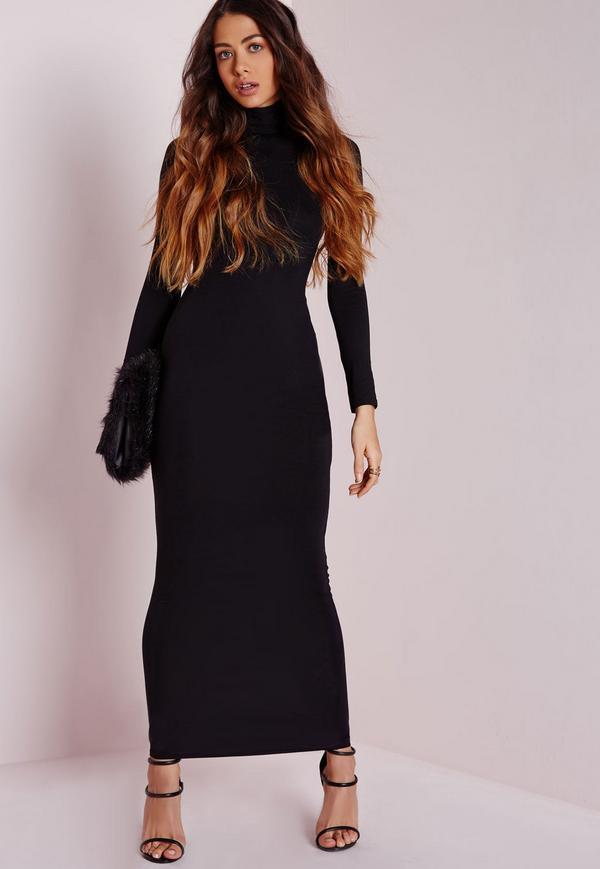 Robe longue moulante noir