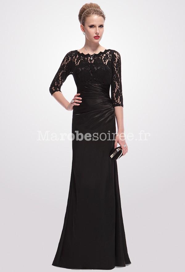 Robe longue noir manche 3 4