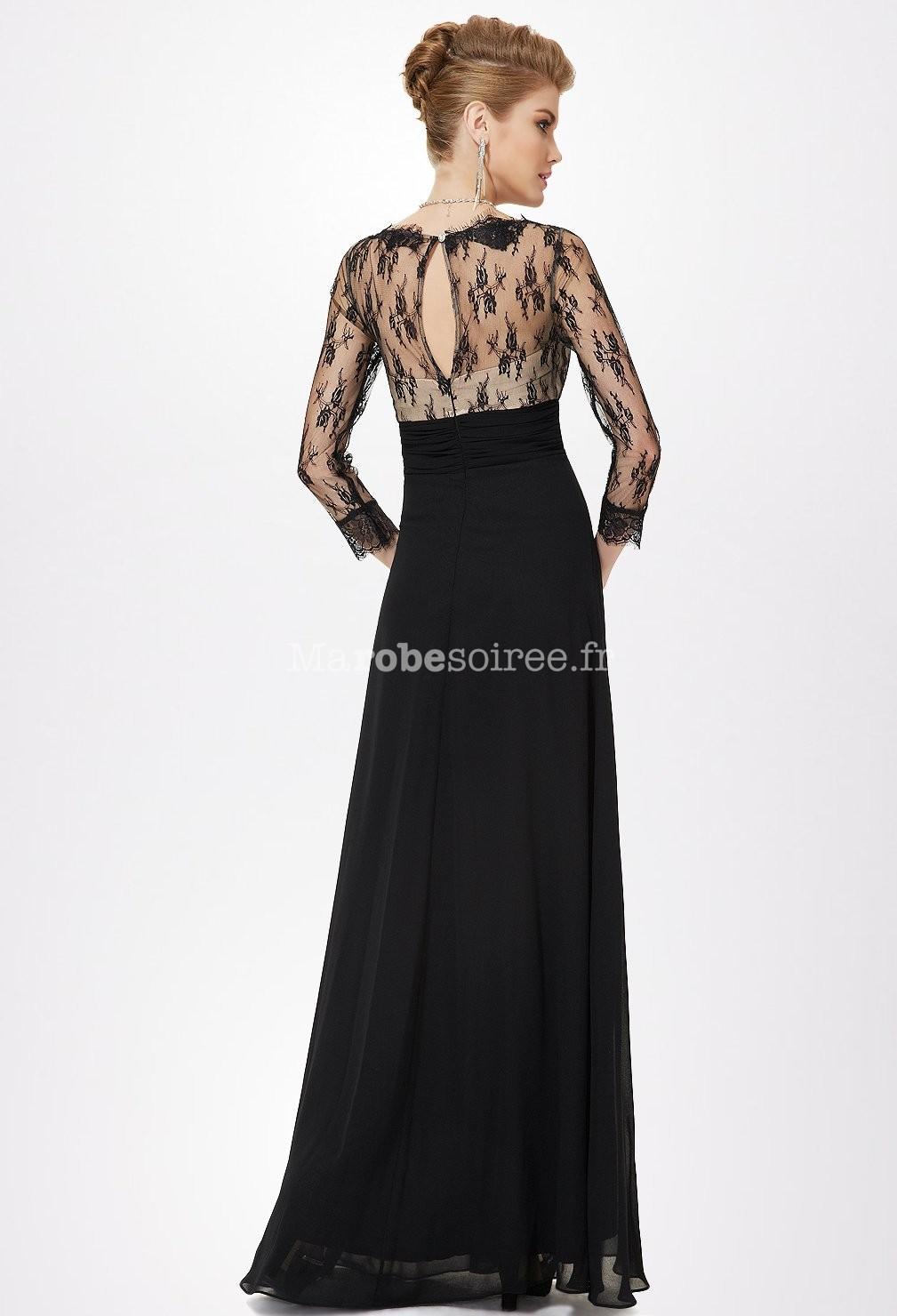 Robe longue noir manche 3 4