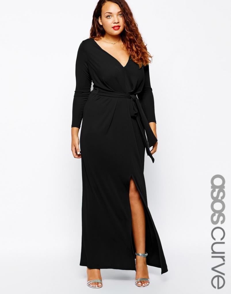 Robe longue noir manche longue