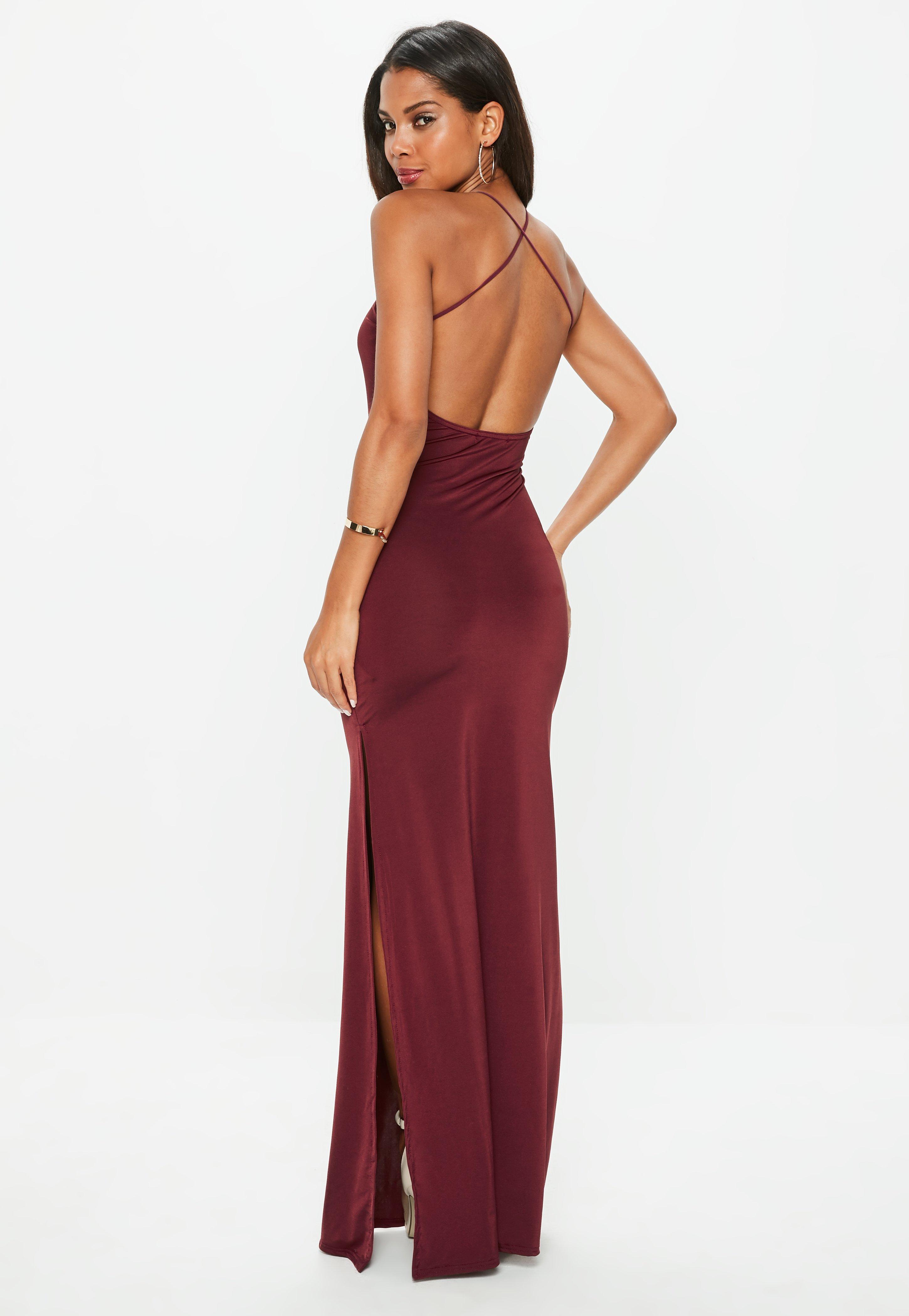 Robe longue rouge bordeaux