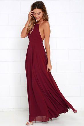 Robe longue rouge bordeaux