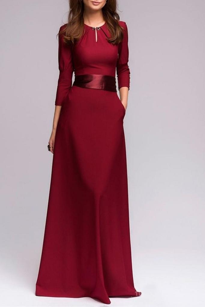 Robe longue rouge bordeaux