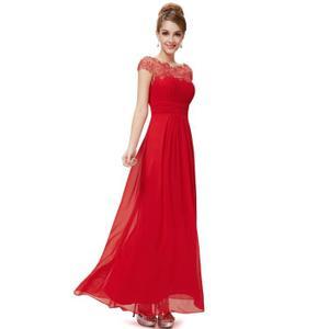 Robe longue rouge dentelle