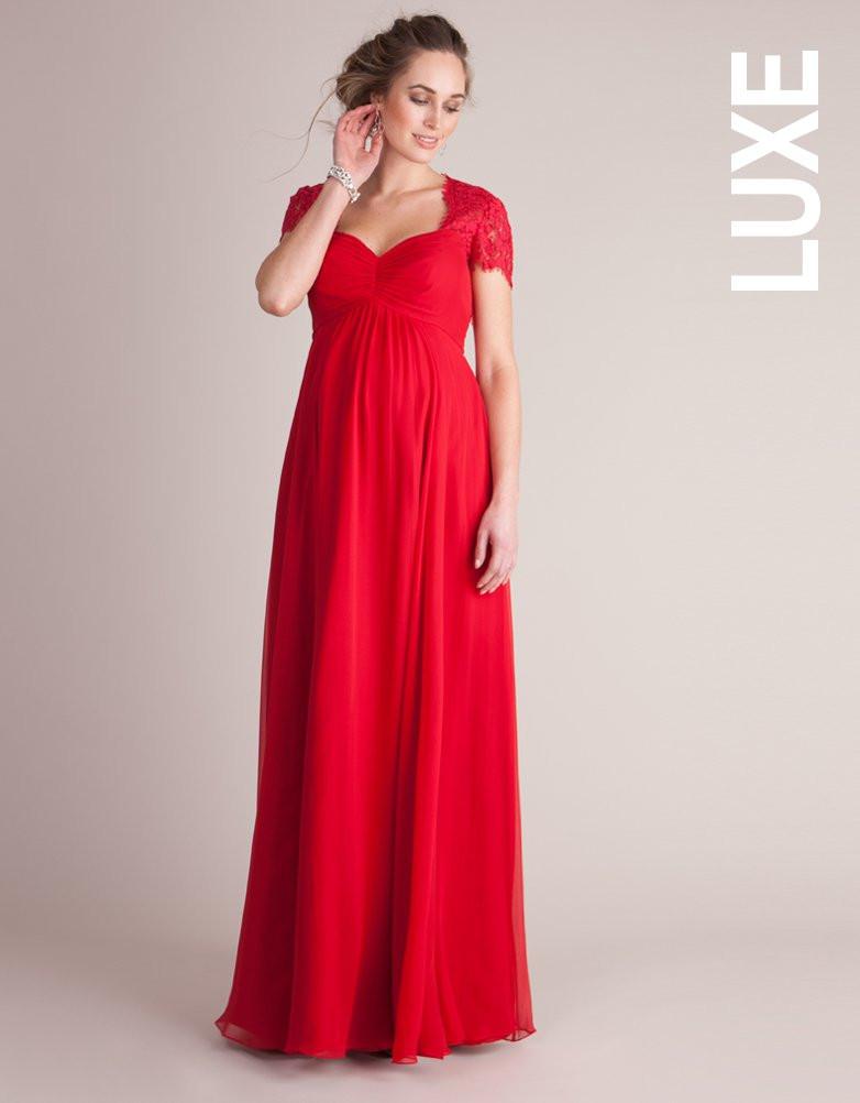 Robe longue rouge dentelle