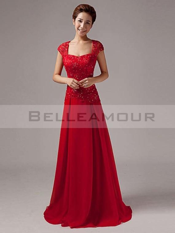 Robe longue rouge dentelle