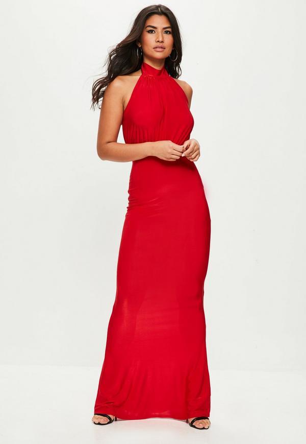 Robe longue rouge dos nu