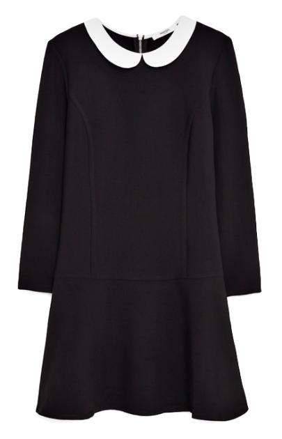 Robe noir col blanc mango