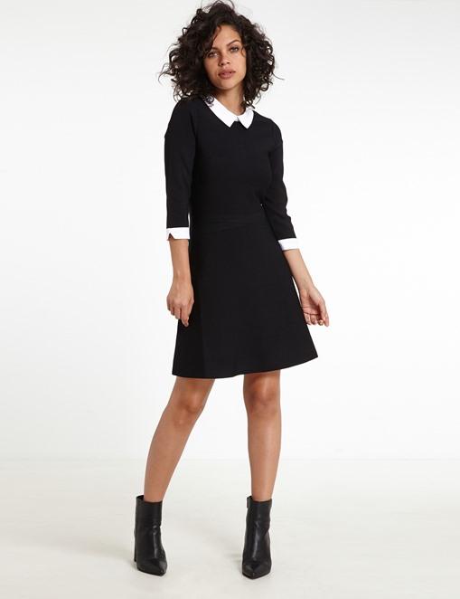 Robe noir col claudine