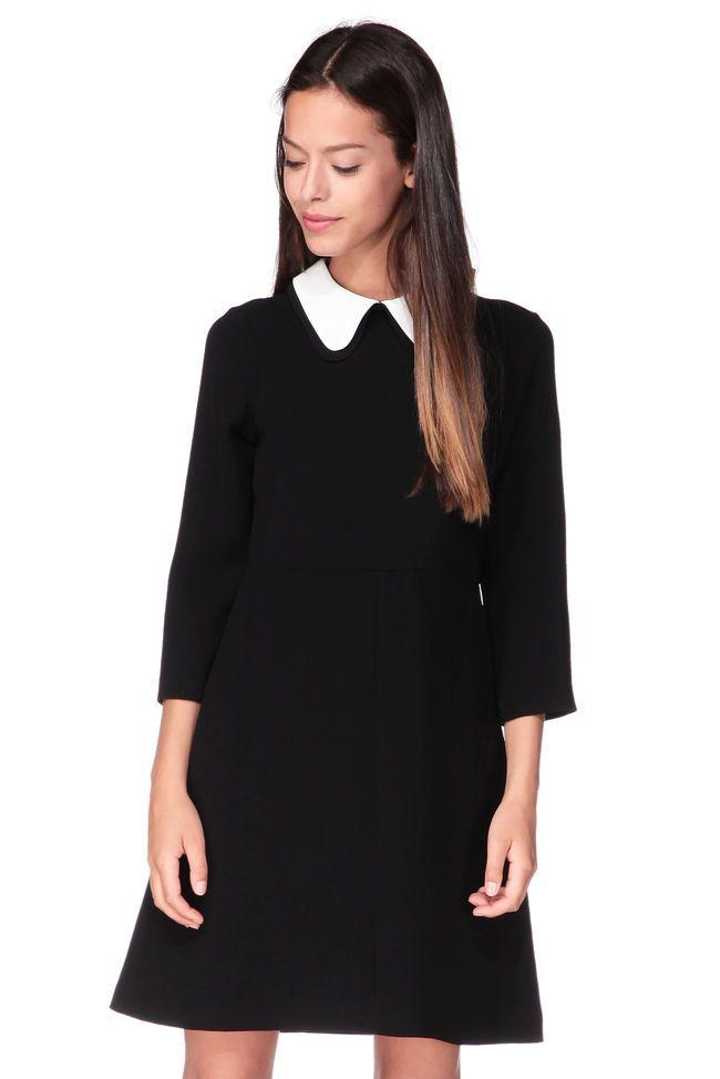 Robe noir col claudine