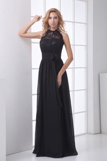 Robe noir dentelle longue