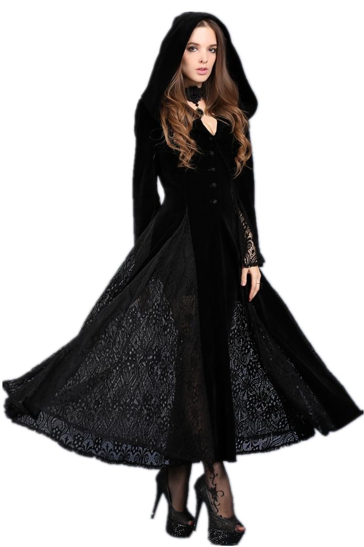 Robe noir dentelle longue