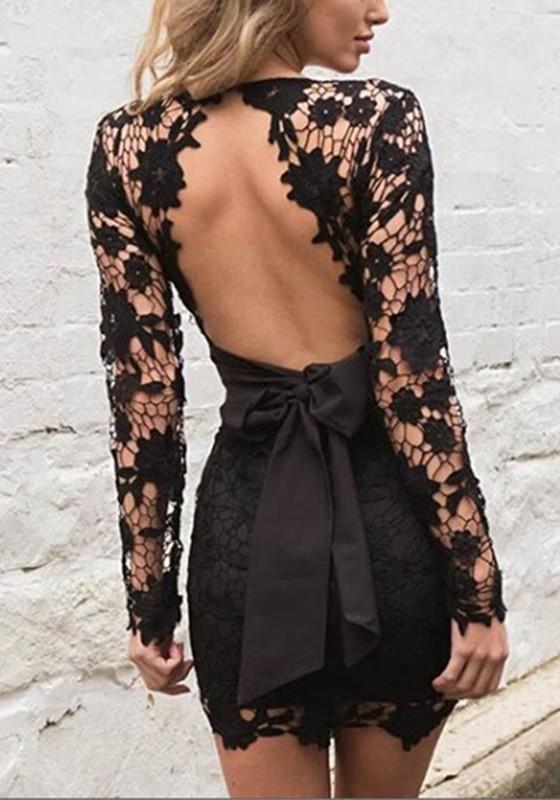 Robe noir dos nu dentelle