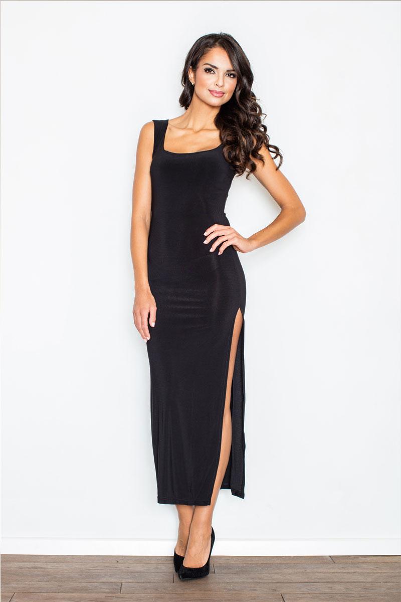 Robe noir longue fendue