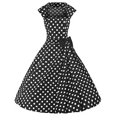 Robe noir pois blanc