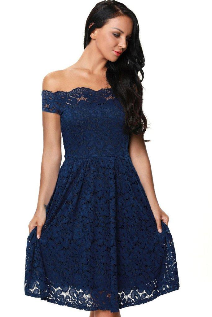 Robe patineuse dentelle bleu