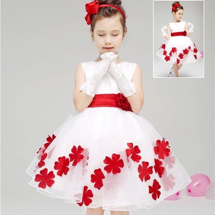 Robe petite fille mariage rouge