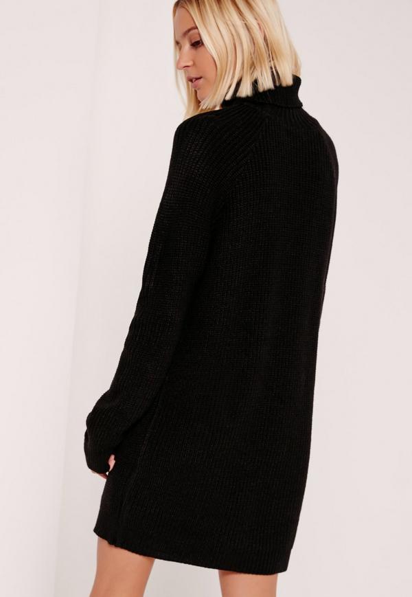 Robe pull col roulé noir