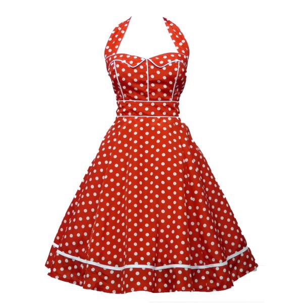 Robe rouge a pois blanc