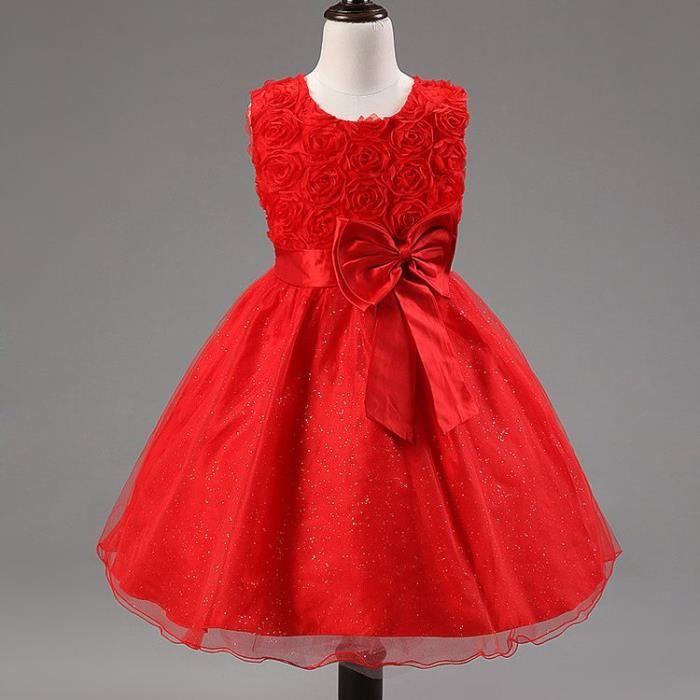 Robe rouge ceremonie fille