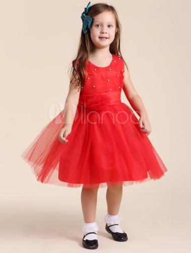 Robe rouge ceremonie fille