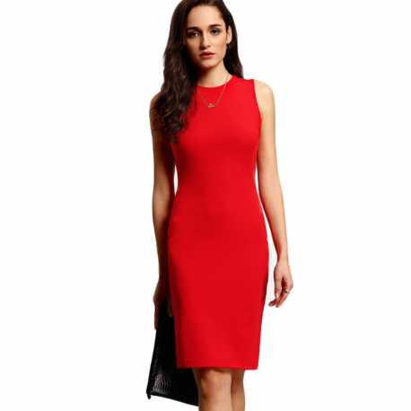 Robe rouge crayon