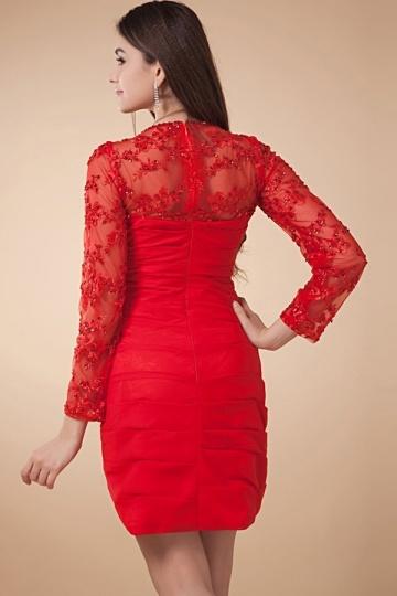 Robe rouge de soirée courte dentelle