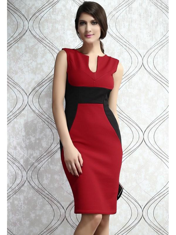 Robe rouge et noir femme