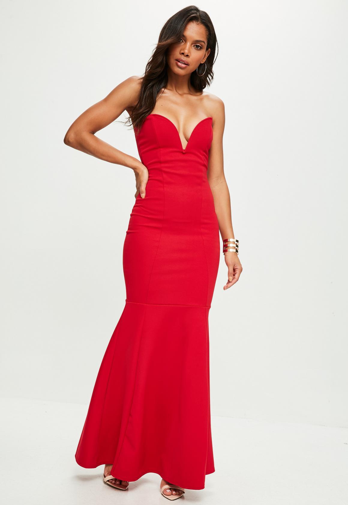 Robe rouge longue bustier