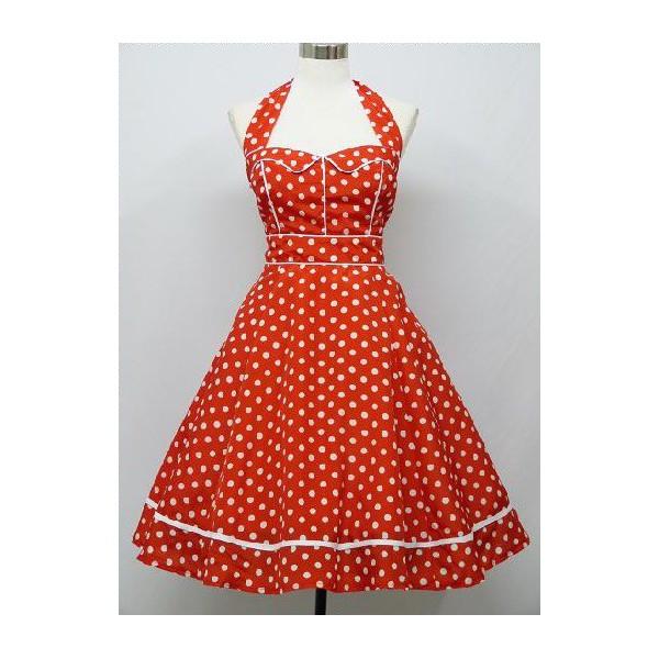 Robe rouge pois blanc