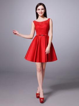 Robe satin rouge